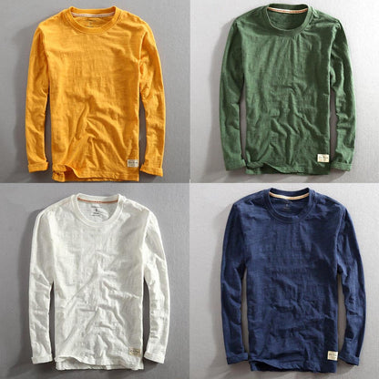 Lightweight Men's Pullover - Crew Neck, Slub Cotton, Casual