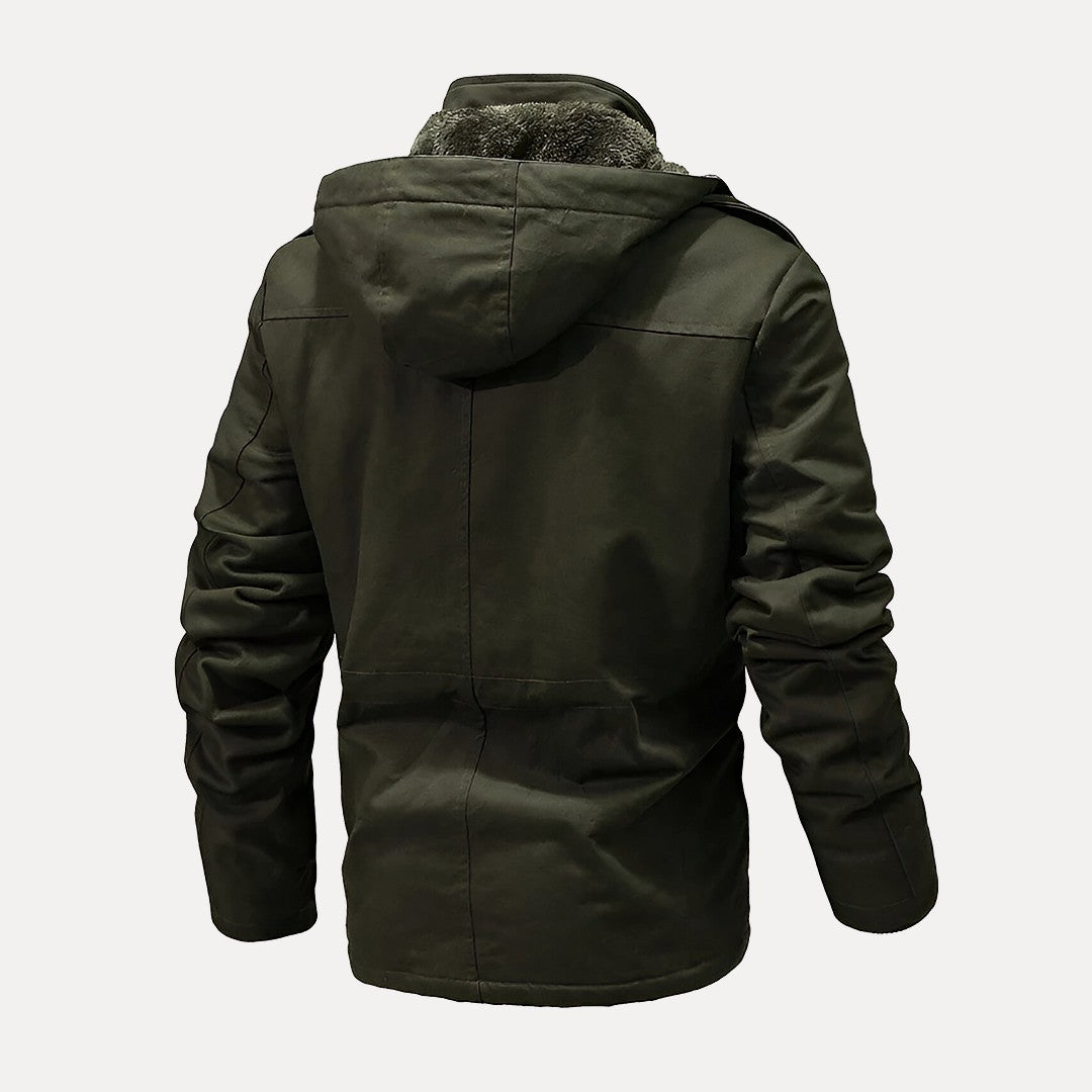 Chaqueta utilitaria estructurada cálida para hombre - con capucha y cadera, para invierno