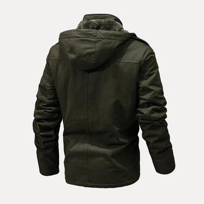 Chaqueta utilitaria estructurada cálida para hombre - con capucha y cadera, para invierno