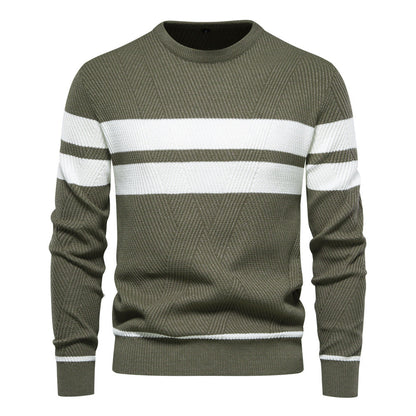 Soft Classic Men's Striped Sweater - Crew Neck, Knit Casual
