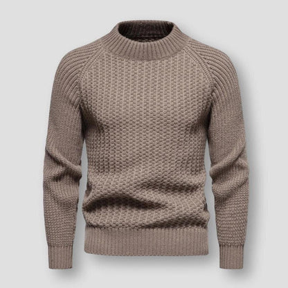Warm Men's Waffle Knit Sweater - Crewneck, Wool, Winter