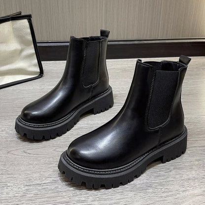 Supportive Women’s Chelsea Boots - Chunky PU Sole Autumn