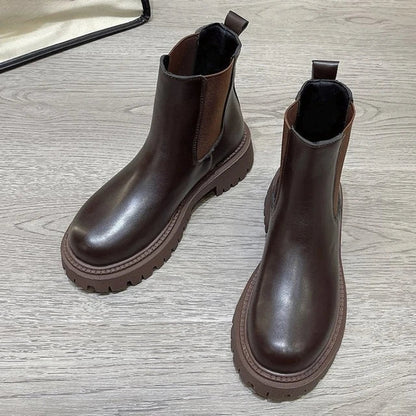 Supportive Women’s Chelsea Boots - Chunky PU Sole Autumn