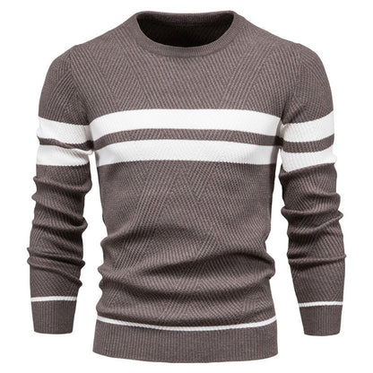 Soft Classic Men's Striped Sweater - Crew Neck, Knit Casual