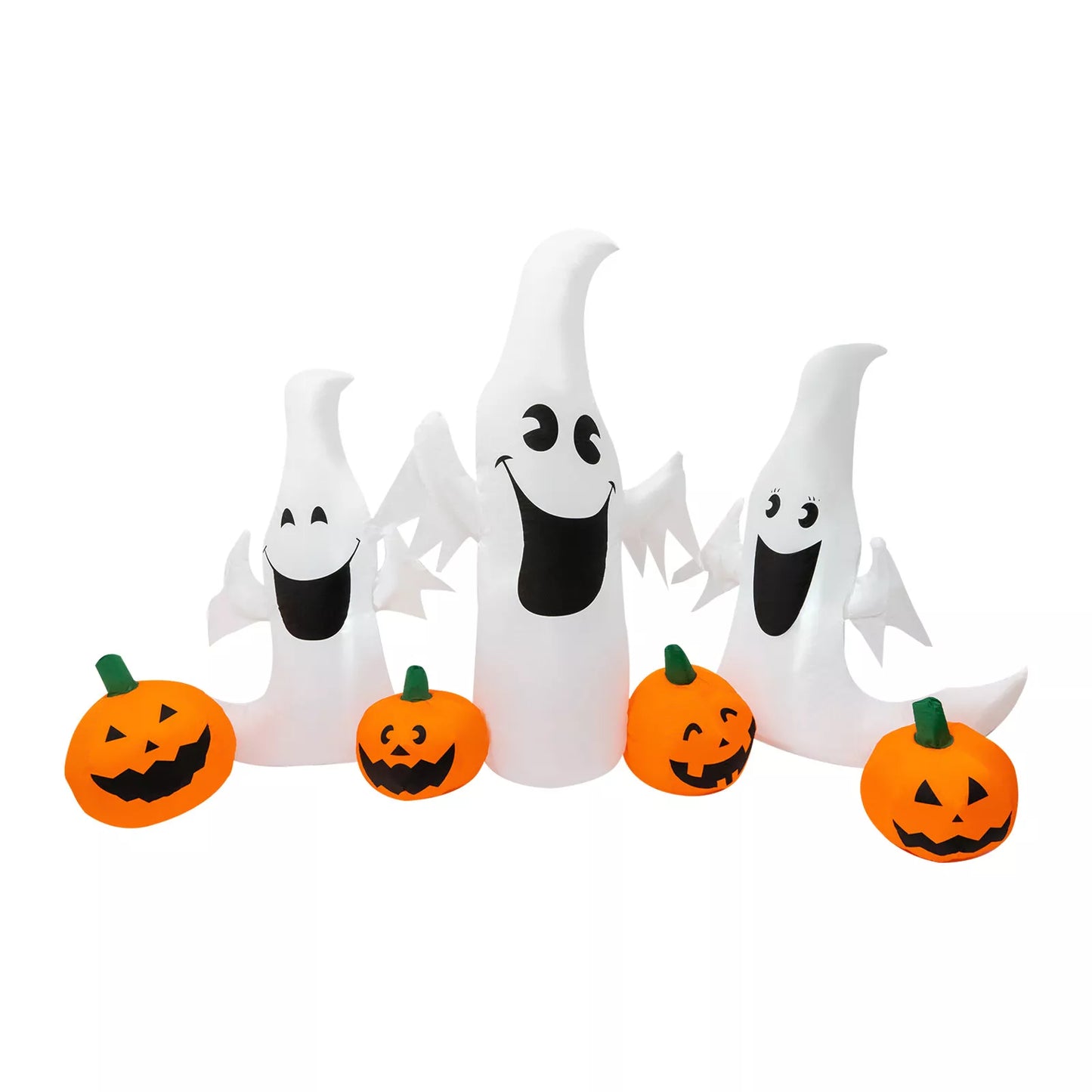 4.6ft Halloween Inflatable Pumpkin and Ghosts with LED Lights – Fun Outdoor Yard Decoration