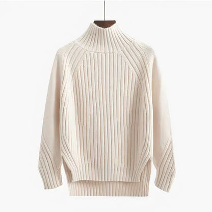 Warmer Damen-Rollkragenpullover – Lässiger, gerippter Strick für den Herbst