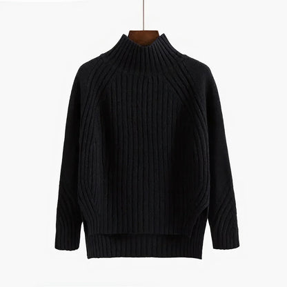 Warmer Damen-Rollkragenpullover – Lässiger, gerippter Strick für den Herbst
