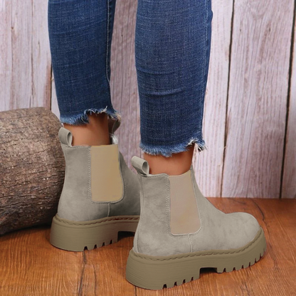 Warm Cozy Women Ankle Boots - Chunky Suede, For Winter
