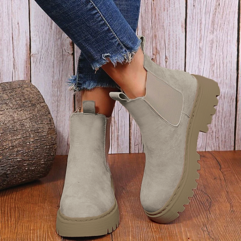 Warm Cozy Women Ankle Boots - Chunky Suede, For Winter
