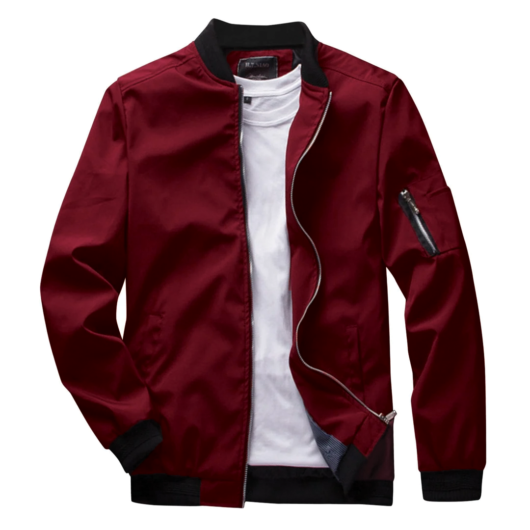 Lightweight Mens Bomber Jacket - Waist Length, Cotton Blend