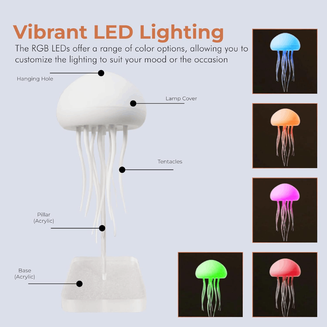 LED Jellyfish Lamp – Color-Changing RGB Voice-Activated Night Light