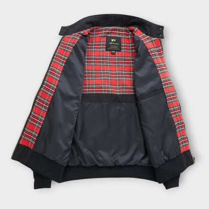 Lightweight Mens Bomber Jacket - Stand Collar, Plaid Lining