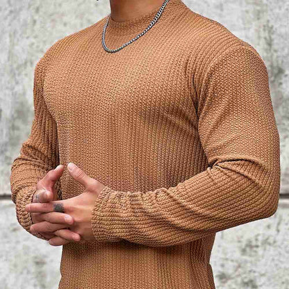 Moisture-Wicking Men Fitness Pullover - Body-Hugging Rib