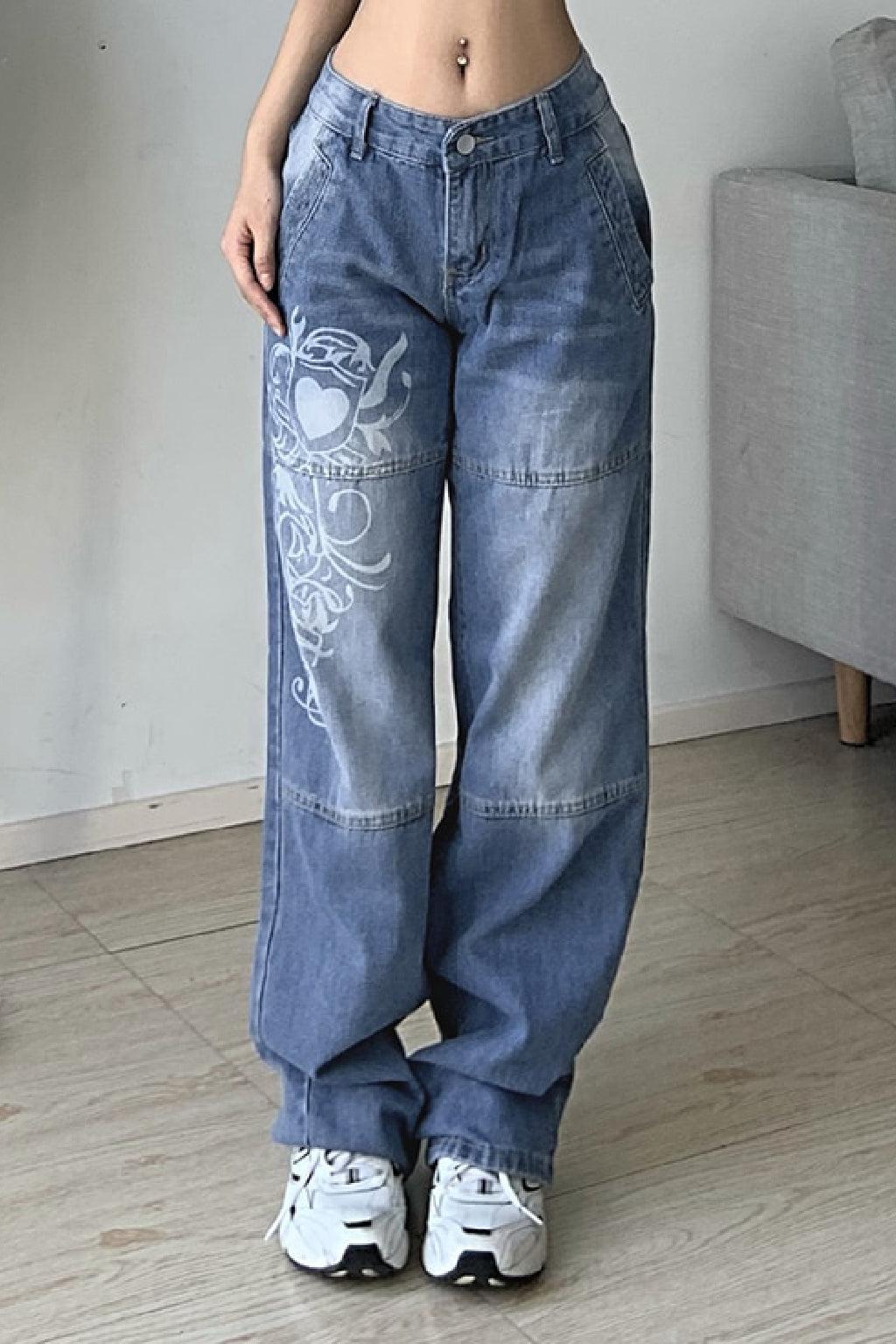 Variant image for Women's Baggy Low Rise Jeans, Y2K Vintage Denim with Comfortable Fit, Casual Style, Multiple Washes Available-1