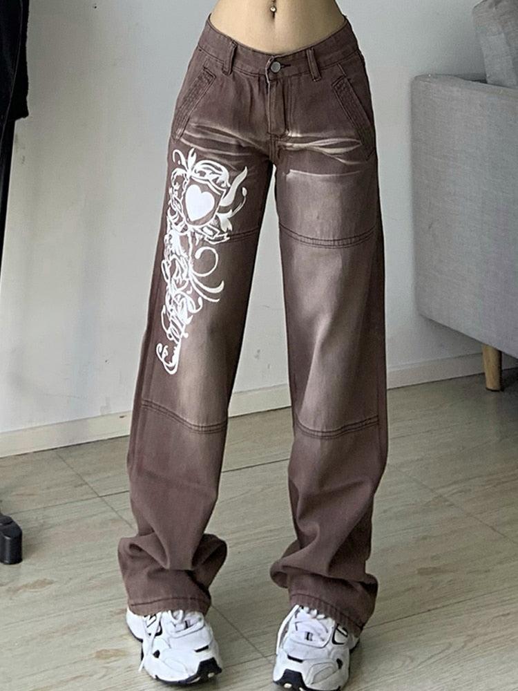 Women's Baggy Low Rise Jeans, Y2K Vintage Denim with Comfortable Fit, Casual Style, Multiple Washes Available-3