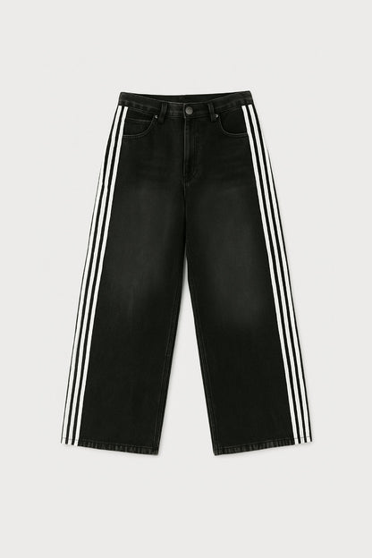 Wide Leg Jeans with Embroidered Cross Design, Unisex Y2K Style, Comfortable Baggy Fit, Sizes S to 3XL-2