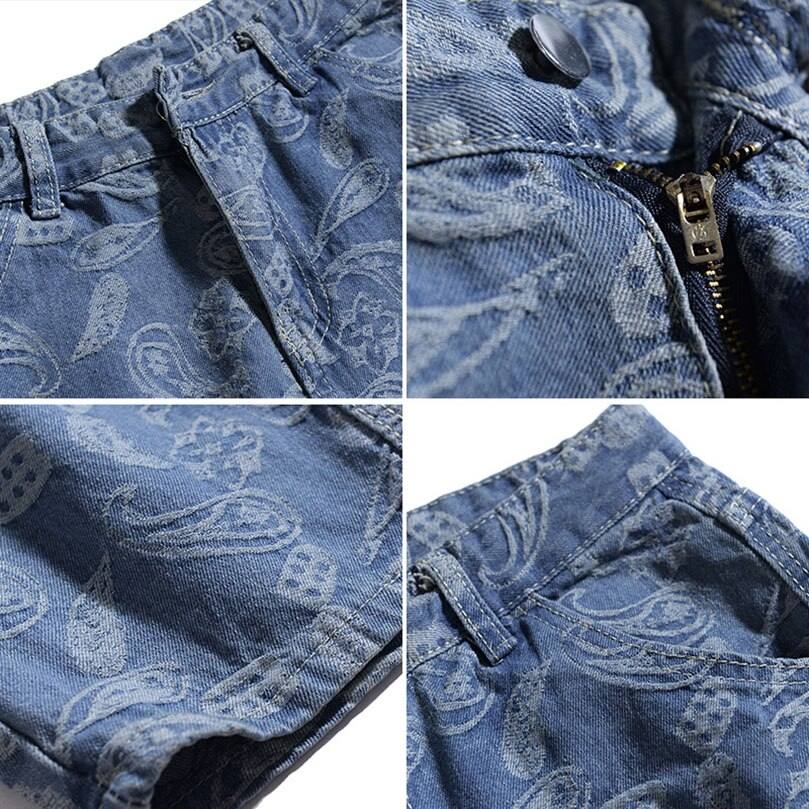 Paisley Print Women's Jeans, Comfortable Denim with Elegant Patterns, Available in Skinny, Relaxed, and Straight Fit-6