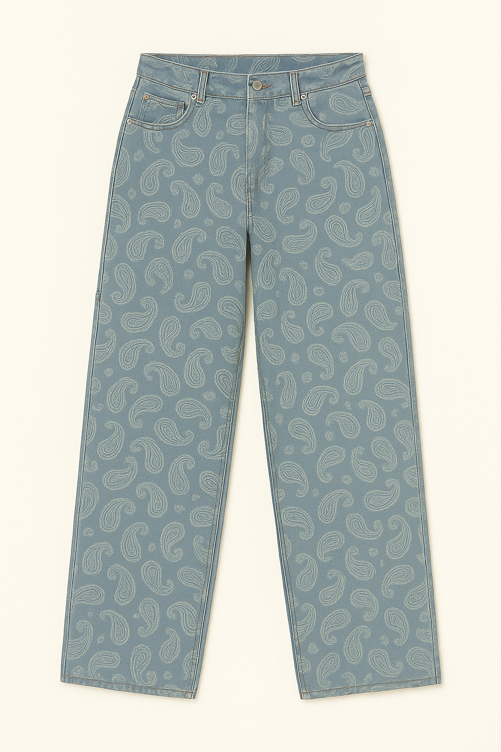Paisley Print Women's Jeans, Comfortable Denim with Elegant Patterns, Available in Skinny, Relaxed, and Straight Fit-2