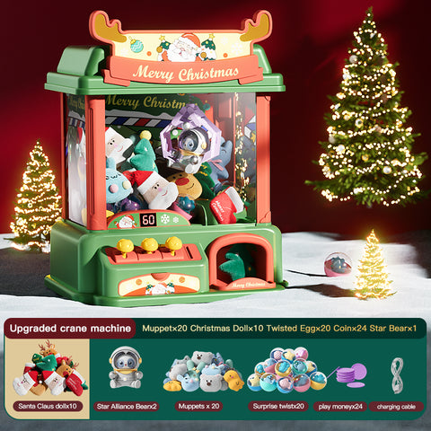 Christmas Doll Claw Machine Premium Set C - Coin Operated Fun Toy for Kids, Festive Gift Idea