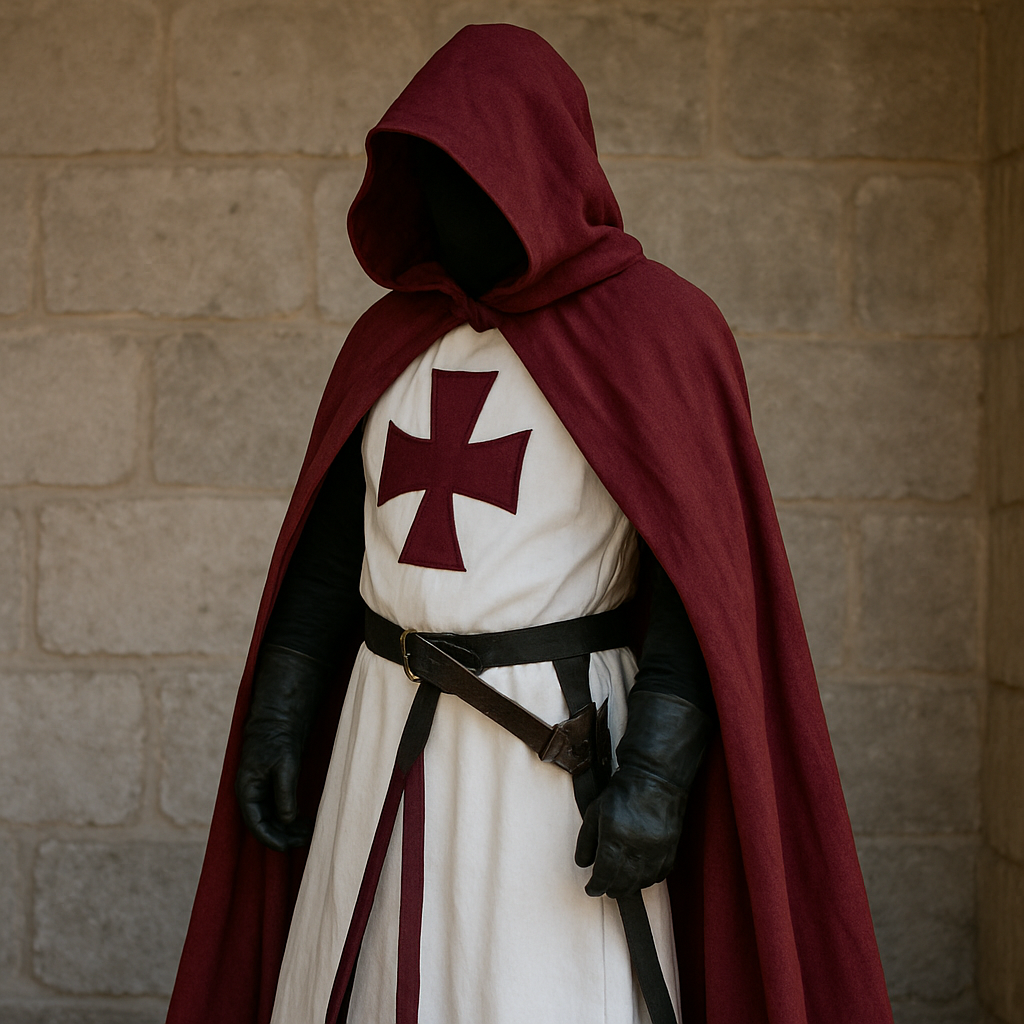 Costume de cosplay des Chevaliers Templiers Croisés - Ensemble authentique de tunique et de cape pour Halloween