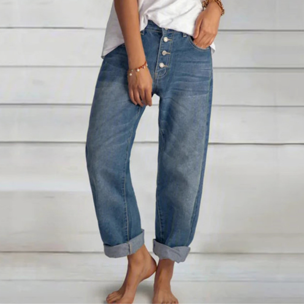 Variant image for Stylish Women's Denim Pants with Unique Design and Comfortable Fit in Classic Blue, Available in Sizes S-3XL-1