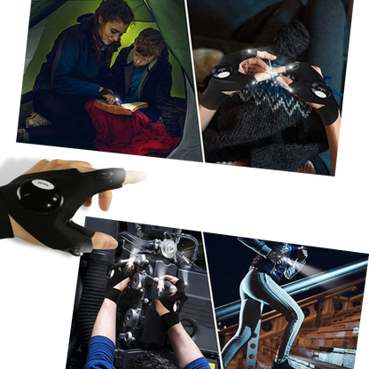 LED Gloves With Waterproof Lights - Battery Powered, Comfortable for Camping and Repairs