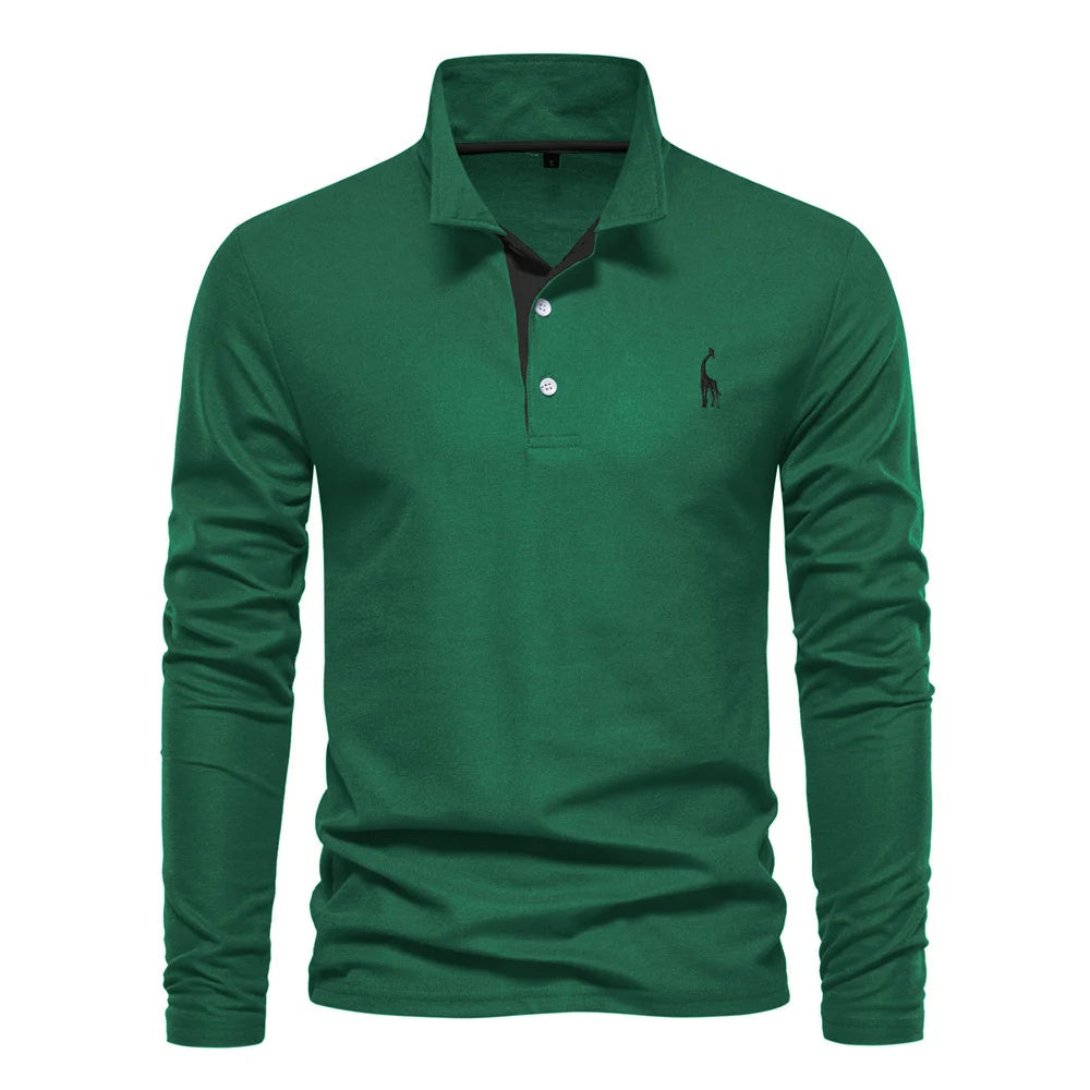 Soft Classic Mens Long Sleeve Polo - Collared Cotton Casual