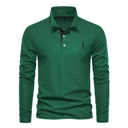 Soft Classic Mens Long Sleeve Polo - Collared Cotton Casual
