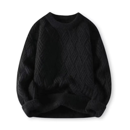 Warm Cozy Men's Cable Knit Sweater - Crewneck Wool Blend