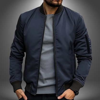 Lightweight Men’s Bomber Jacket – Ribbed Zip, Nylon