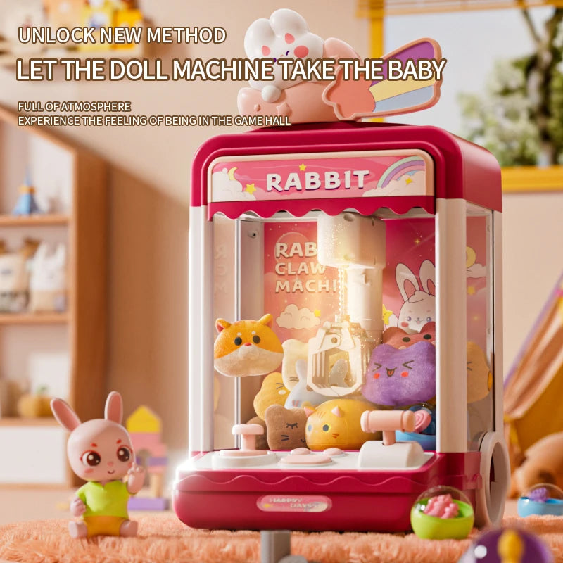 Doll Claw Machine with Lights & Music - Fun Toy for Parties, Dual Power Mode, Drawer Design