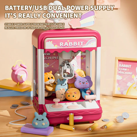 Doll Claw Machine with Lights & Music - Fun Toy for Parties, Dual Power Mode, Drawer Design