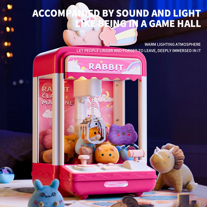 Doll Claw Machine with Lights & Music - Fun Toy for Parties, Dual Power Mode, Drawer Design