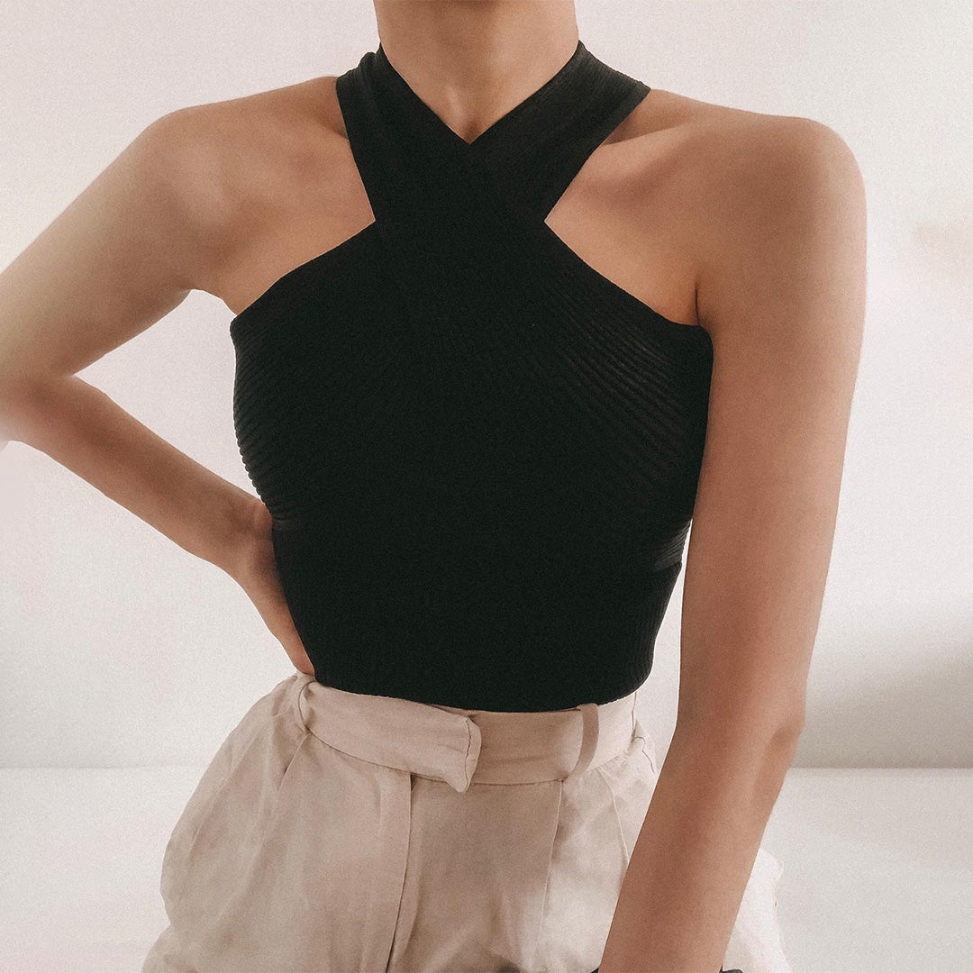 Leichtes Damen Crop Top – gekreuzte Träger, Polyester, für Sommerveranstaltungen 0