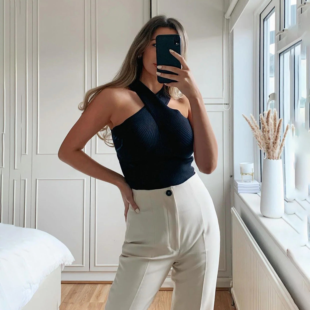 Leichtes Damen Crop Top – gekreuzte Träger, Polyester, für Sommerveranstaltungen 2