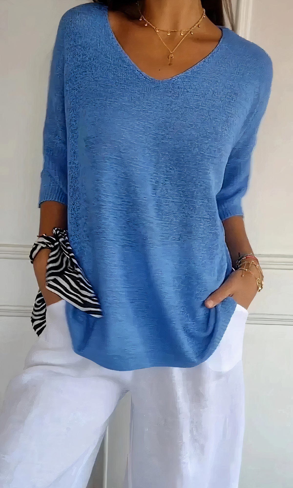 Leichtes & elegantes Damenoberteil – V-Ausschnitt, feiner Strick, für Sommeraktivitäten 5