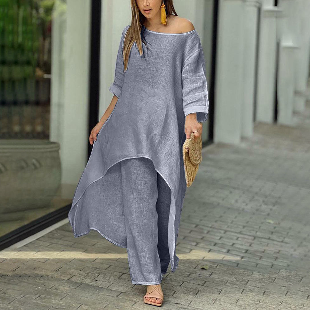 Leichtes & fließendes Damen Set – luftige Bluse, Leinen und Baumwolle, für Sommerausflüge 3