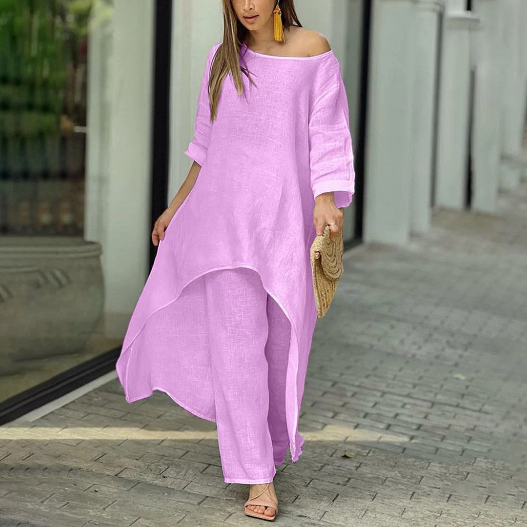 Leichtes & fließendes Damen Set – luftige Bluse, Leinen und Baumwolle, für Sommerausflüge 5