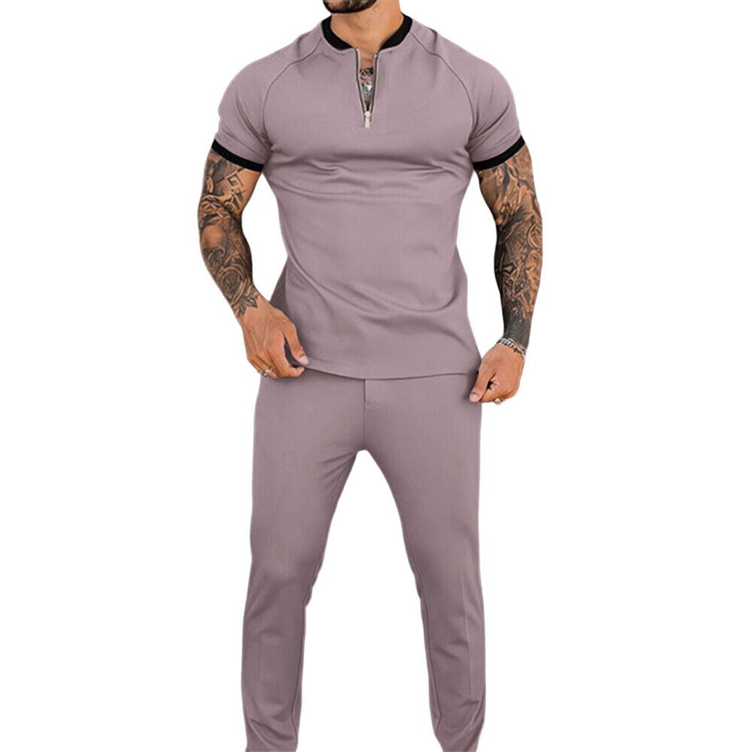 Leichtes & vielseitiges Herren-Casual-Set – Slim-Fit Design, Polyester, für den Sommer 3