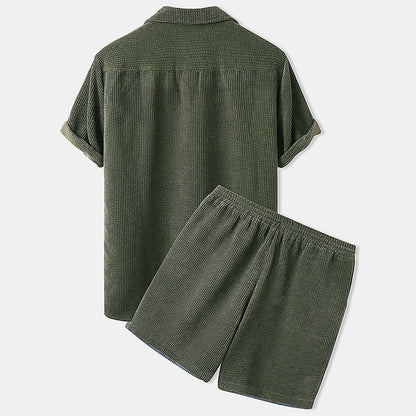 Leichtes und bequemes Herren Corduroy Shortset – lockeres Design, atmungsaktives Material, für Sommeraktivitäten 6