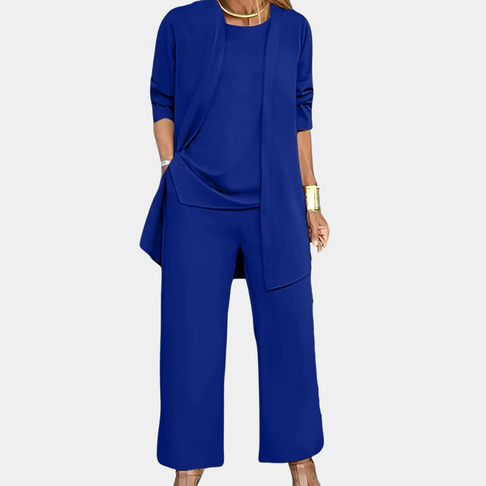 Leichtes und vielseitiges Damen Set – elegante Bluse, Hose und Cardigan, atmungsaktiv, für Sommer 0