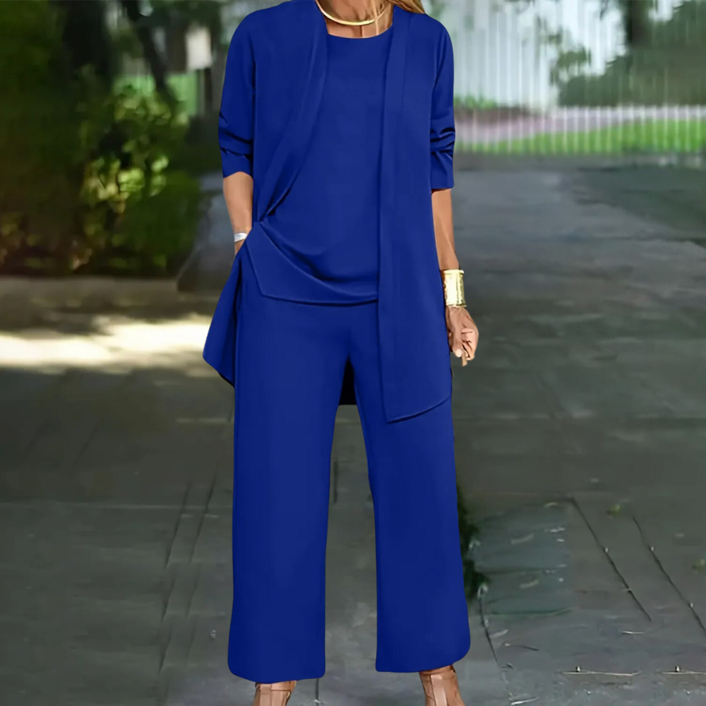 Leichtes und vielseitiges Damen Set – elegante Bluse, Hose und Cardigan, atmungsaktiv, für Sommer 1