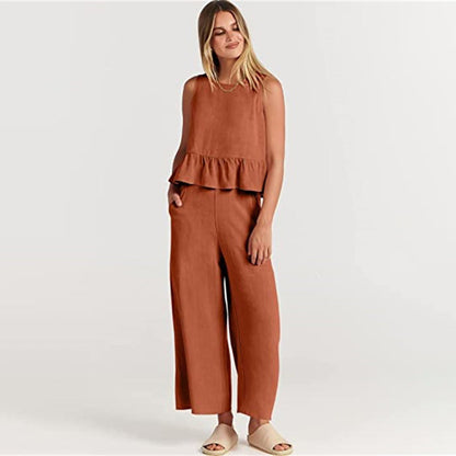 Leichtgewichtiger Damen-Zweiteiler – fließend, Polyester, für den Sommer 9