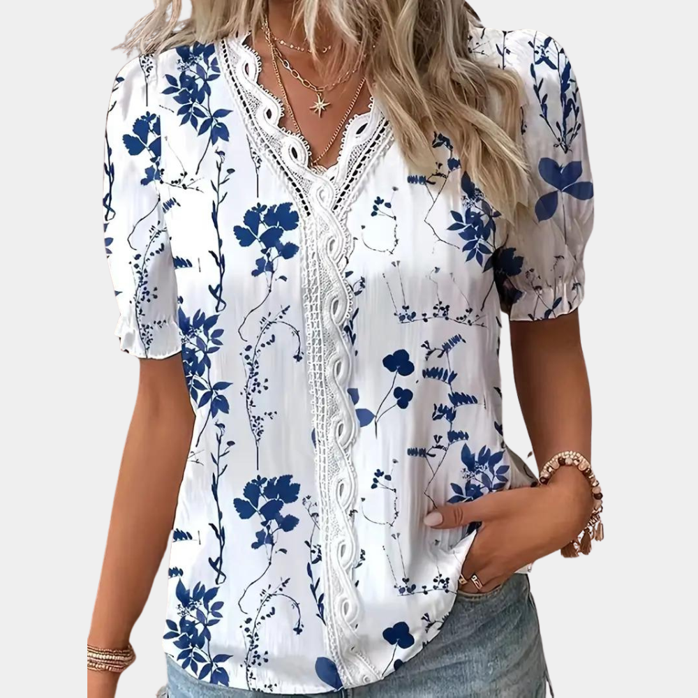 Lightweight & Flattering Women’s Blouse – Floral Lace Trim, Breathable Fabric, for Summer Outings 3