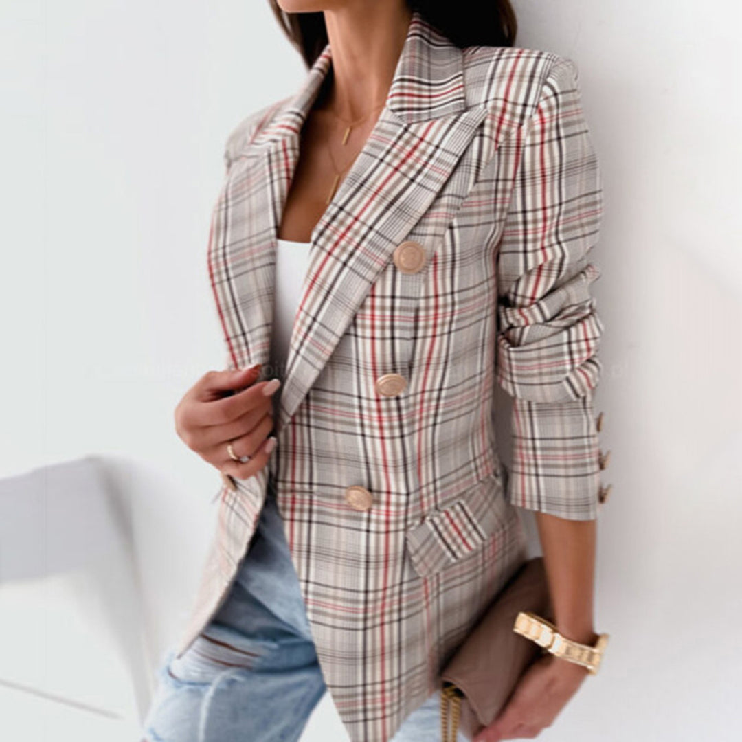 Lightweight & flattering women's blazer – checked pattern, thermal lining, for versatile occasions 2