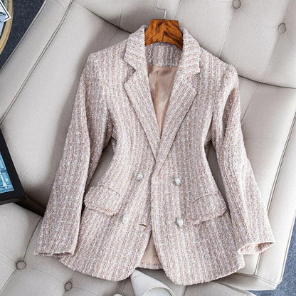 Lightweight & flattering women’s tailored blazer – fitted check pattern, breathable fabric, for spring and summer 2