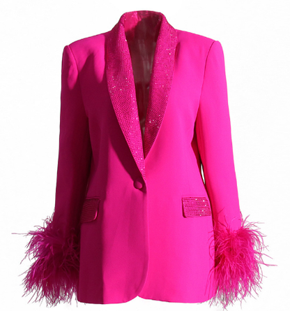 Lightweight women’s blazer – tailored fit, feather details, perfect for office and special occasions 0