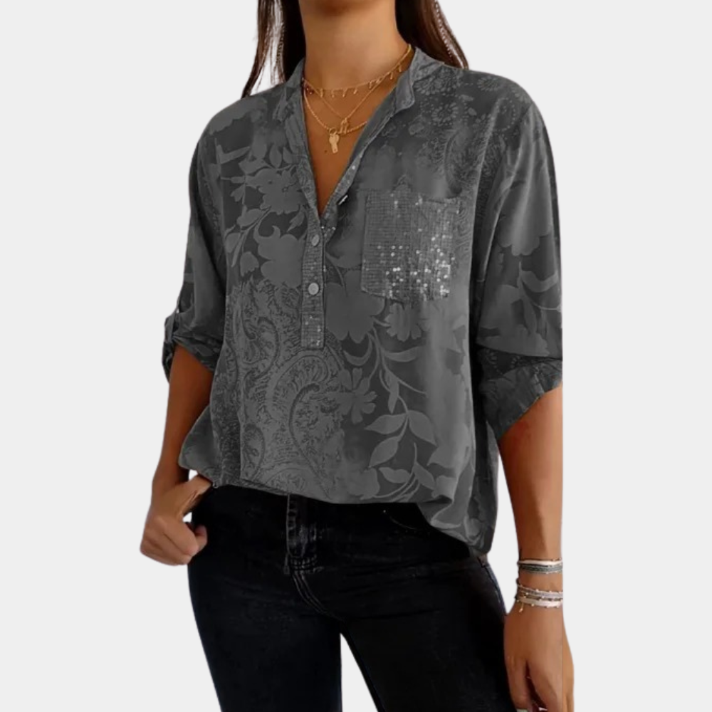 Lightweight women's blouse – adjustable sleeves, breathable fabric, for summer casual wear 1
