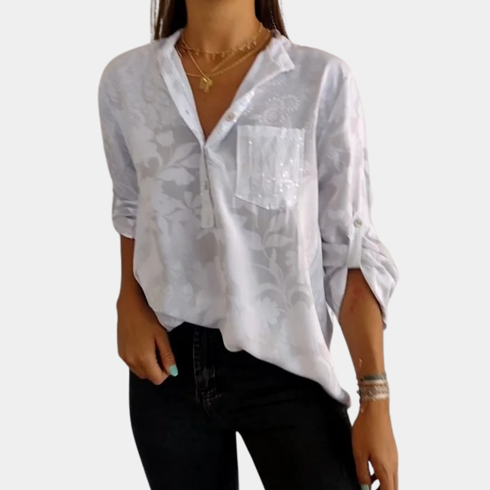Lightweight women's blouse – adjustable sleeves, breathable fabric, for summer casual wear 2