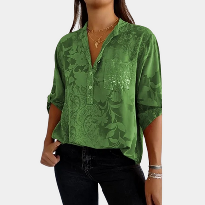 Lightweight women's blouse – adjustable sleeves, breathable fabric, for summer casual wear 3